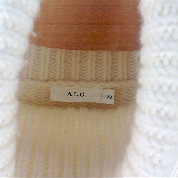 A.L.C. Jake Cream 4-Ply Wool Chunky Turtleneck Sweater Size XS - Picture 5 of 8